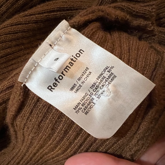Reformation Cashmere Osteria Open Back Tie Sweater Cinnamon Brown Size Small - Picture 11 of 11